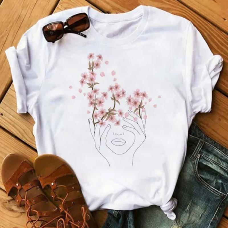 High-Quality Cotton Cute Mushroom Print Women's T-Shirt Retro Fashion Casual Summer New Short-Sleeved Women's Clothing