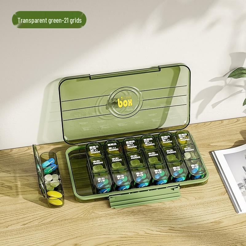 Portable Pill Box - Weekly Medicine Organizer with Large Capacity and 3-Daily Compartments