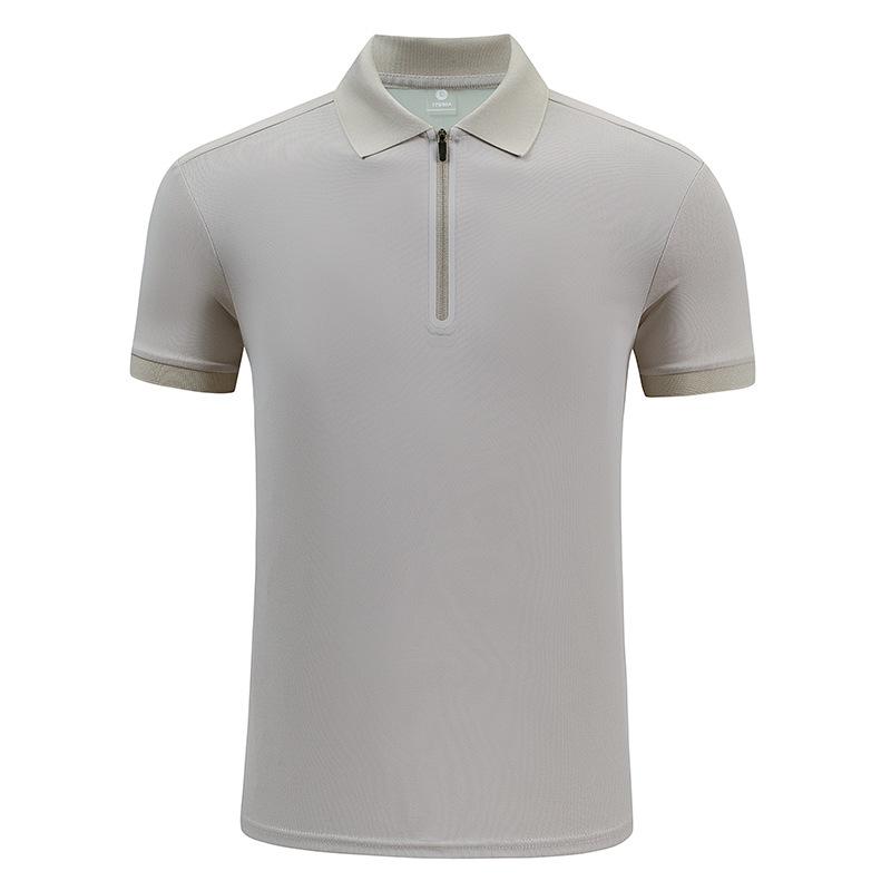 Camiseta POLO de Manga Corta para Hombre, Color Sólido, Cuello con Media Cremallera, Edición Fina, Manga Corta de Contraste, Edición Coreana, Camiseta Casual