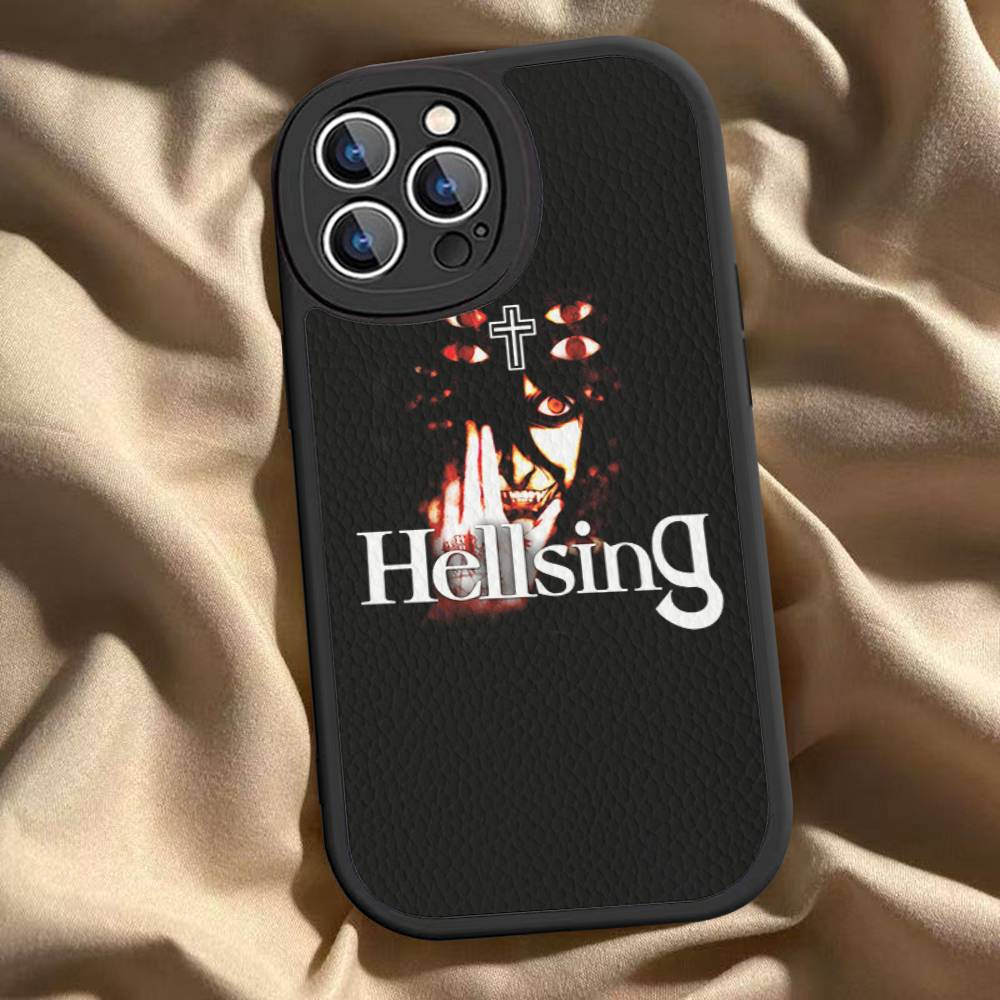 H-Hellsing Anime Cool Phone Case for iPhone 16 15 14 13 Pro Max 11 12 Plus Leather Silicone Cover