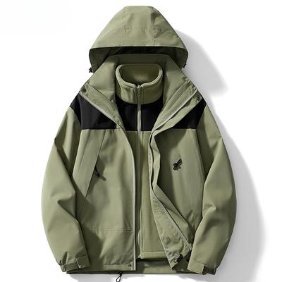 Giacca Tre-in-uno Sportiva da Esterno Abbinamento Colori Antivento e Calda Tuta da Alpinismo Giacca Moda Invernale