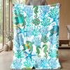 Ocean Life Pattern Theme blanket Lightweight Warm Flannel Blanket Decorative Throw Blanket for Home Decoration