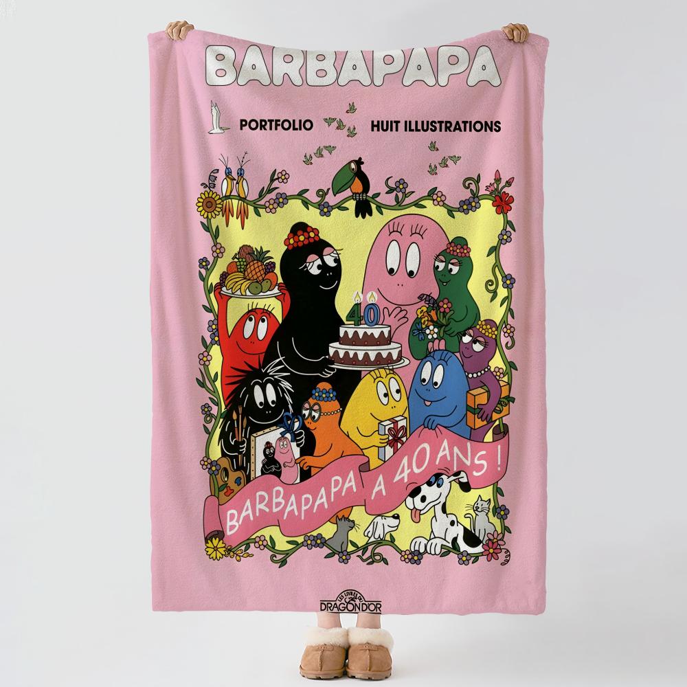 cartoon B-Barbapapa-a Throw Thick Comfort Flannel Quilt, Multi-scene Use Indoor Outdoor Daily Nap