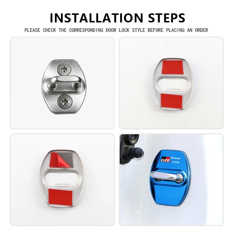 For Toyota 4Pcs Car Door Lock Covers Auto Decorative Accessories Supra Aygo Prado RAV4 Hilux Yaris Corolla 4Runner
