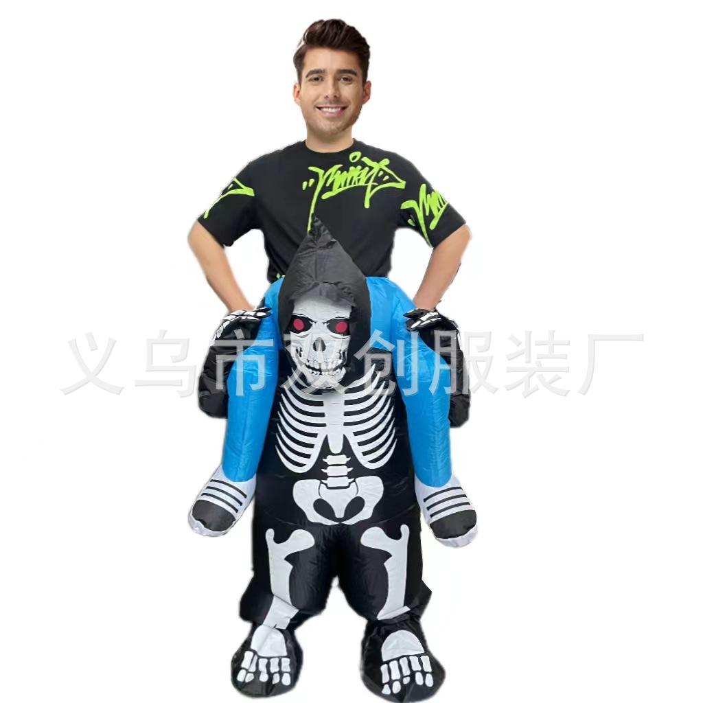 Skeleton Dinosaur Inflatable Costume Inflatable T-Rex Skeleton Costume for Halloween Performance and Party Adult