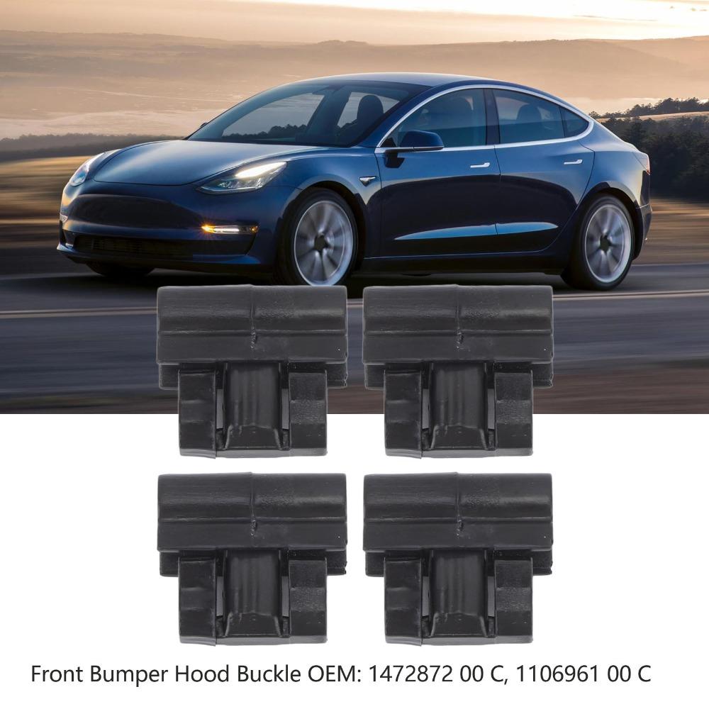 4pcs Set 1472872 00 C Front Bumper Buckle 1106961 00 C Black Hood Buckle Hood Trunk Clip for Tesla Model 3 2017 To 2025