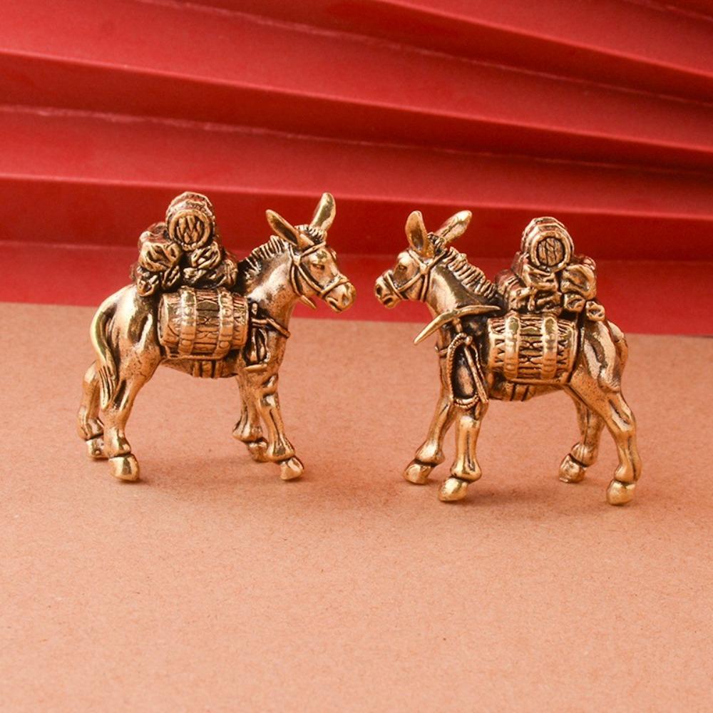 Solid Brass Donkey Small Ornament Animal Equus Asinus Home Desktop Miniature Figurines Decoration Accessories Antique Copper