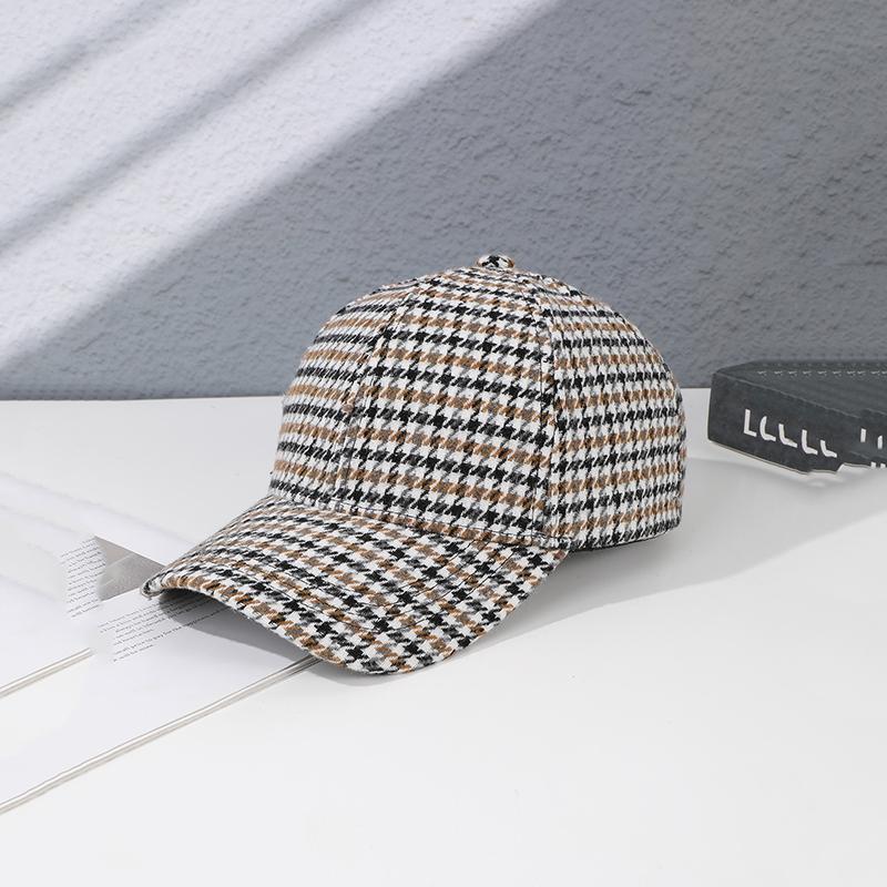 Vintage Full Version of Small Thousand Bird Grid Baseball Cap Suitable for Ladies Outdoor Photo Play Shopping