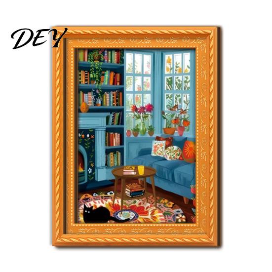 Reusable Picture Frame Set for Cabinets Cute Cat Magnetic Fridge Magnet, Vintage Wooden Frame, Fun Decorative Frames Office Whiteboards Scene