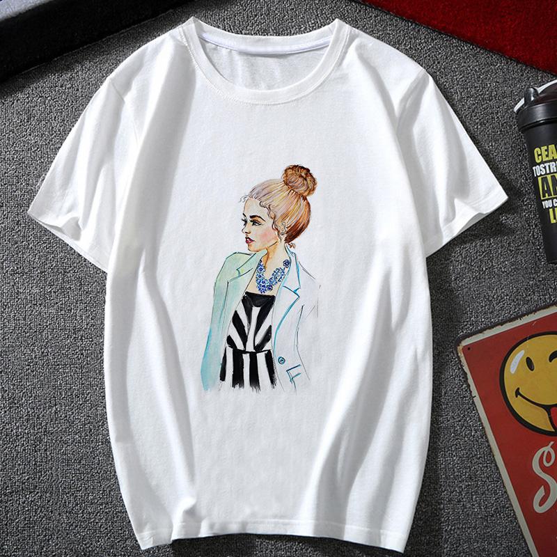 Women S Clothing T Shirts Camiseta Mujer Vintage Casual Harajuku Sexy Lady Coffee Girl Print