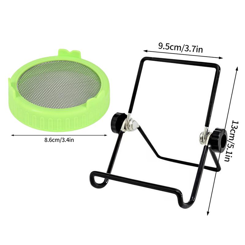 86Mm Wide Mouth Sprouting Jar Plastic Bean Sprouting Cap Seedling Tray With Stainless Steel Screen Mesh Cover Sprout Maker