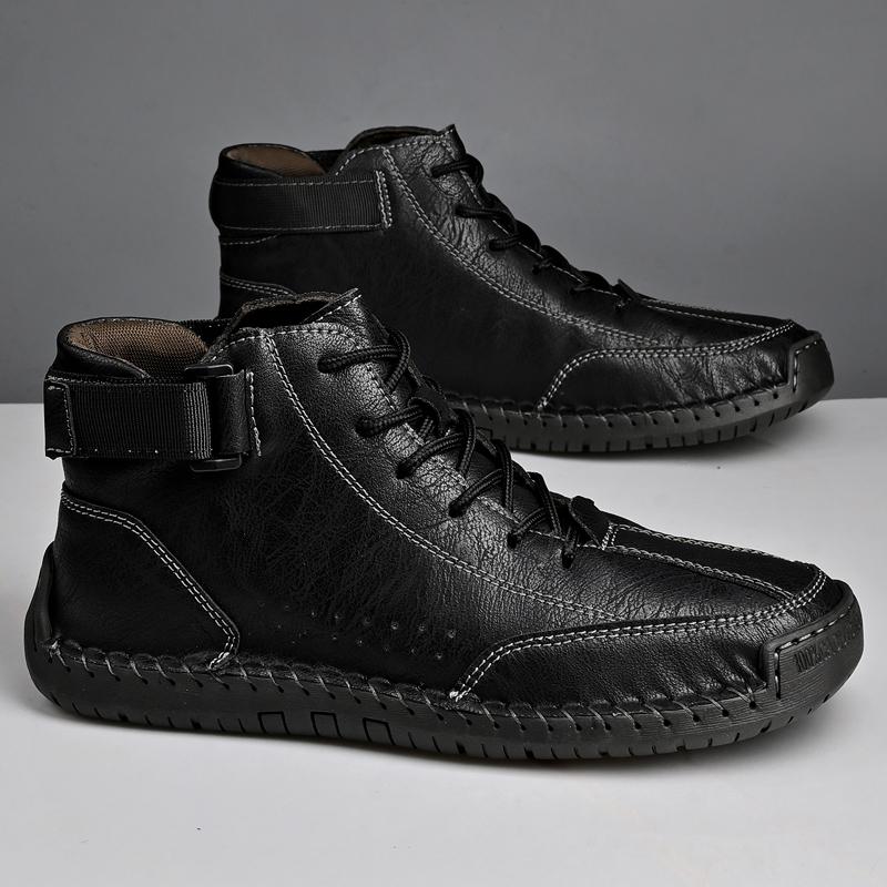 

Мода Мода Обувь для ходьбы Мужская Кожа Основные Ботинки Мужские Кроссовки Дышащие Hombres Botas Новое поступление Ручная работа Кожаные Мужские Ботинки 38 чёрный