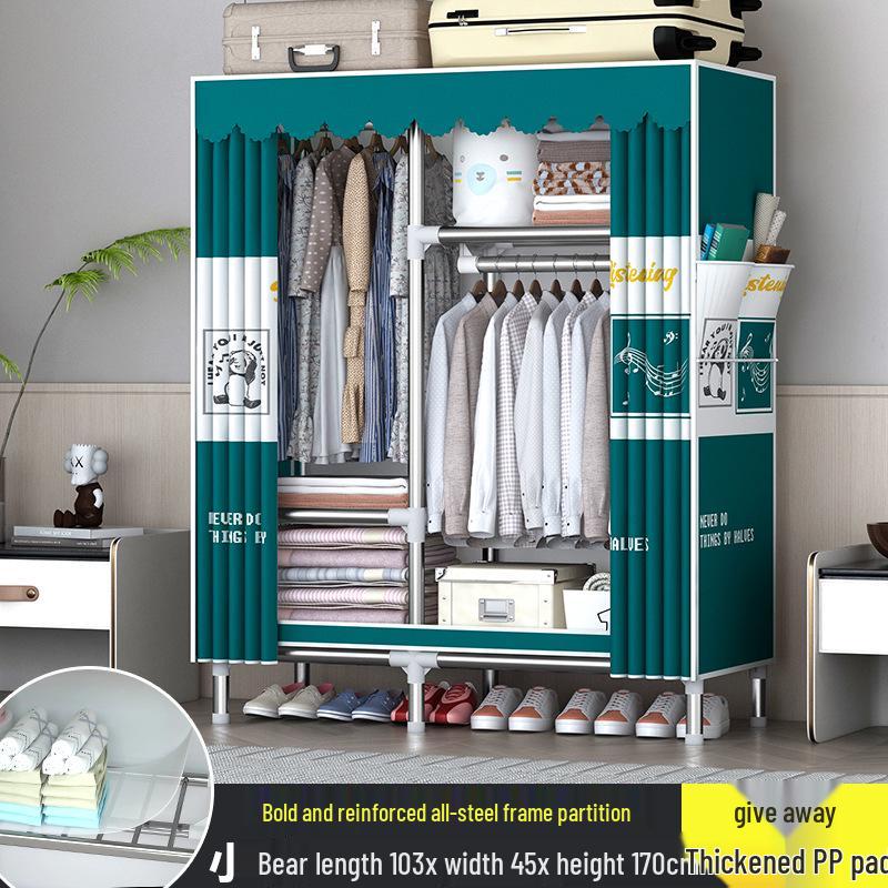 Sturdy All-Steel Cloth Wardrobe: Durable Bedroom Storage Cabinet for Easy Assembly