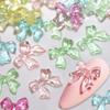 100pcs Kawaii Candy Bow Nail Charms Cute Transparent Jelly Color 3D Resin Ribbon Jewelry Nail Art Bowknot Decoration