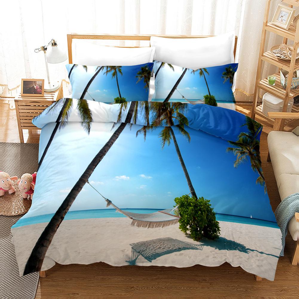 3D strandthema beddengoedset zomer koele vakantie stijl dekbedovertrek kussensloop 2/3 stuks AU/DE/EU/US/UK volledige grootte woondecoratie