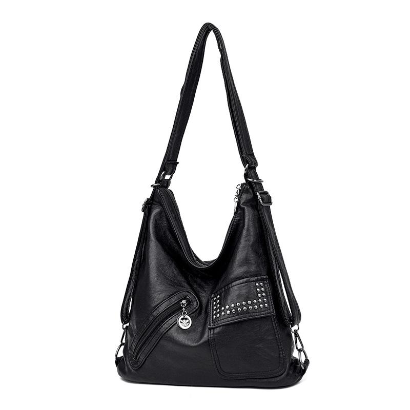 

Женская сумка, модная ретро-сумка через плечо, простой повседневный многофункциональный женский рюкзак чёрный