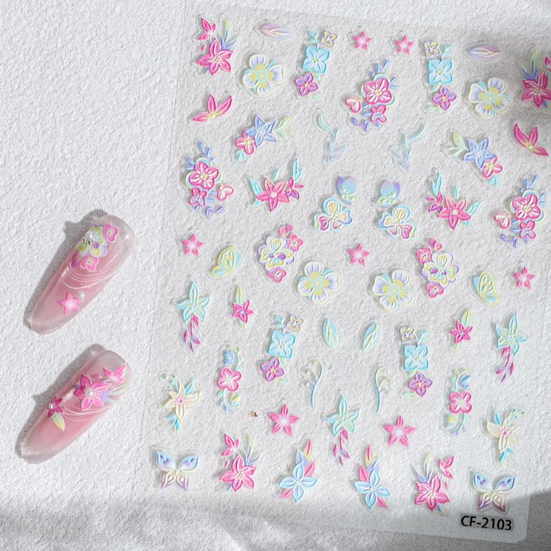 

Cyasnea 7-Color Rose Butterfly 5D Luxury Laser Nail Stickers CL-2103