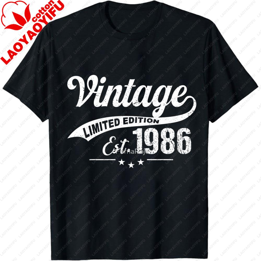Vintage Limited Edition Est 1986 Summer Men TShirt Classic Retro Style Unisex Casual Wear for Birthday Gifts Men Clothing