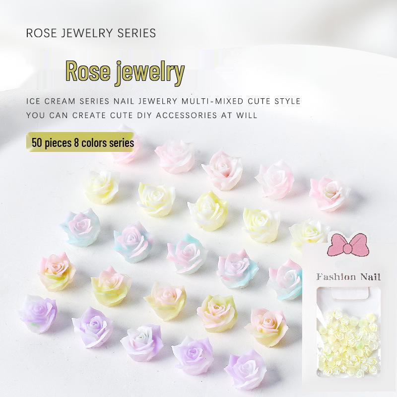 

Gradient Camellia Resin Rhinestones: 3D Rose Nail Art Decorations (50 pcs)