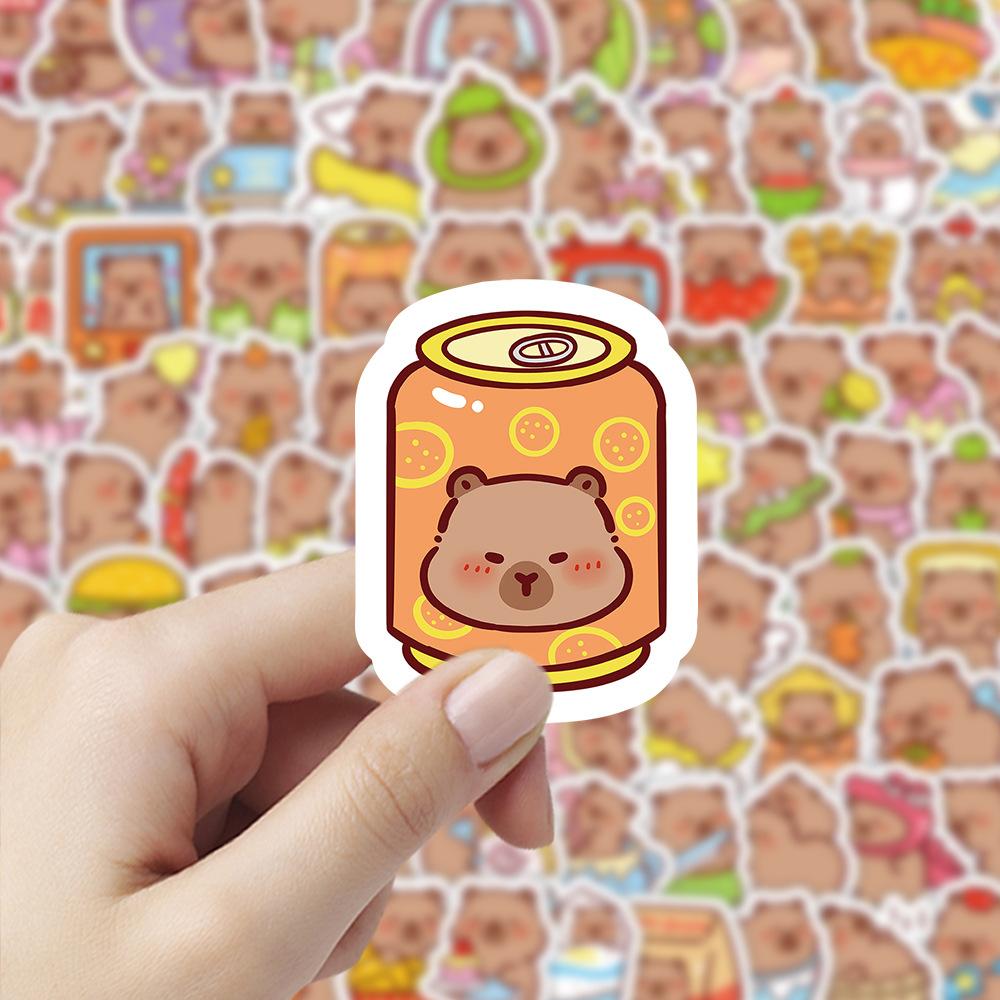 100Pcs Cartoon Cute Capybara Stickers Pvc Aesthetic Kapibala Graffiti Decals Scrapbooking Diy Phone Laptop Notebook Stationery