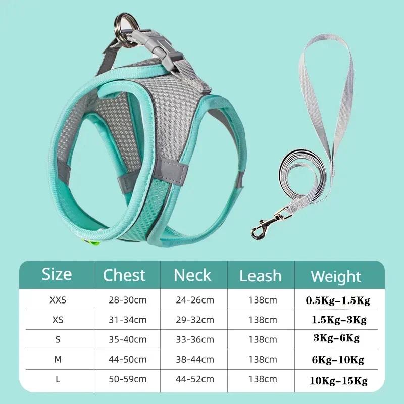 Adjustable Puppy Cat Harness Vest French Bulldog Chihuahua Pug Dog Harness Leash Set for Small Dogs Outdoor Walking Lead Leash
