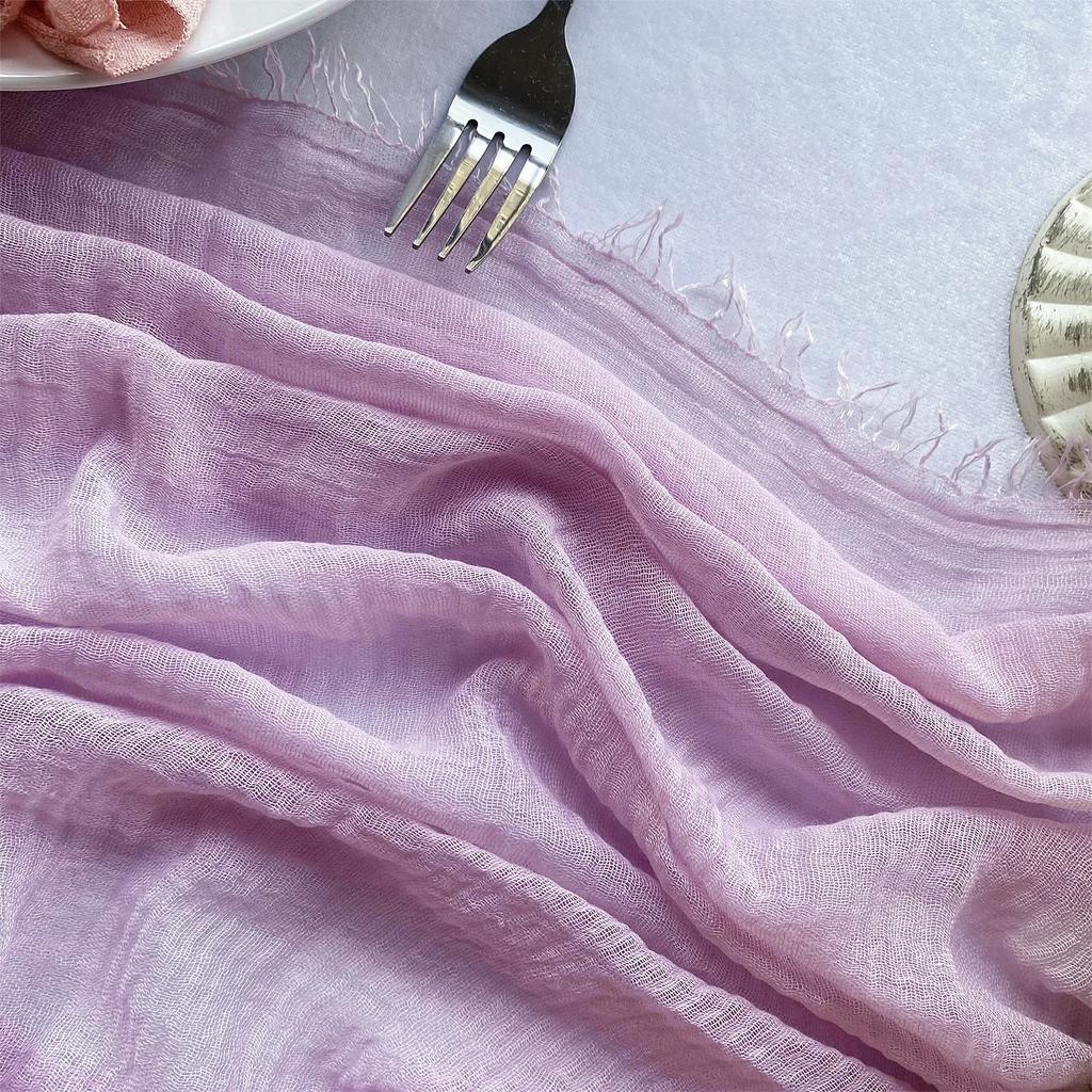 6pcs Purple Table Runner 90*180CM Rustic Gauze Wedding Reception Table Decor Boho Table Cloth Runner Baby Shower Home Decor