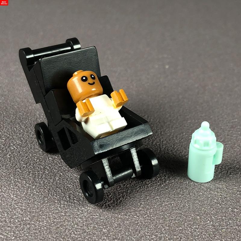 MOC Bausteine Baby Kinderwagen Kinderwagen Flaschenhalter Bildungsbausteine Kinder Mädchen Spielzeug Geschenk