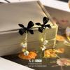 Elegant Gold-Plated Black Zircon Stud Earrings - Niche Design for a Luxurious Fashion Statement