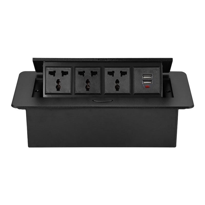 Household Countertop Universal Socket With USB Embedded Built-in Desktop Outlet Pop-UP Table Socket
