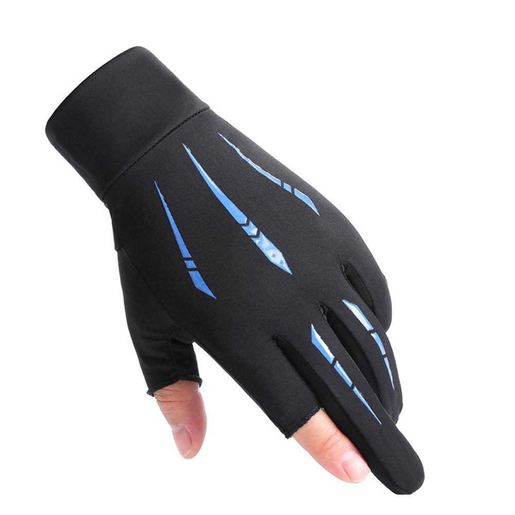 1 Pair Men Women Motorcycle Sunscreen Gloves Exposed-two-finger Breathable Light Non-slip For Outdoor Sports Driving Fishing