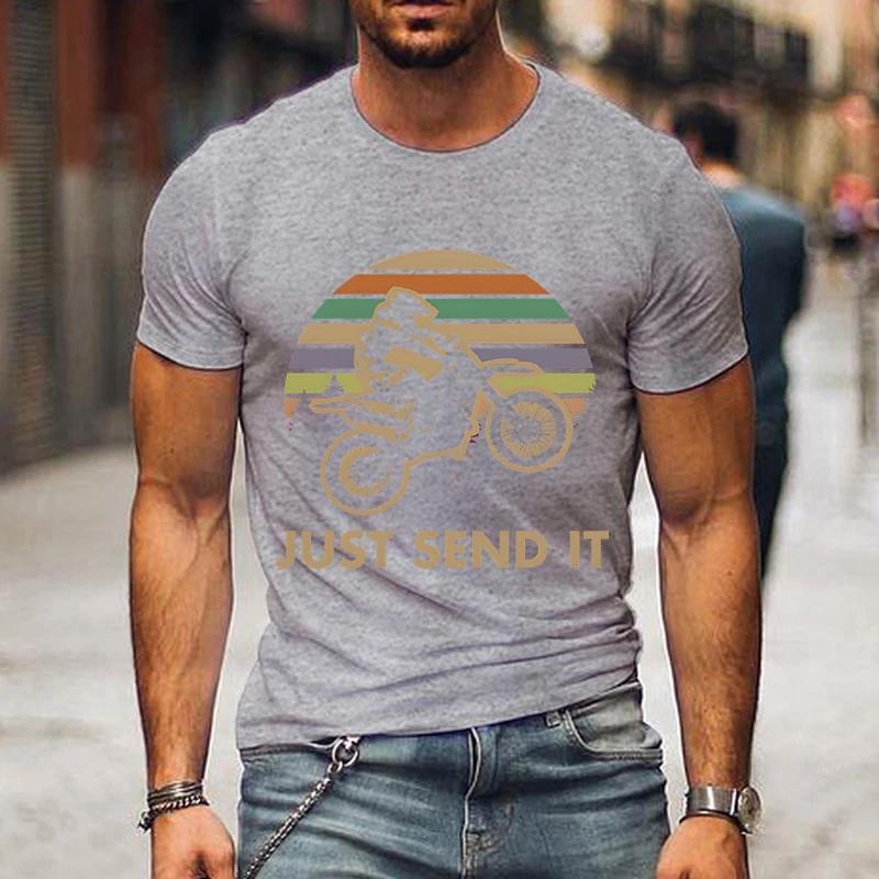 Just Send It Print Shirt Motorcycle Graphic Men Women T-shirts Vintage Style Motocross Gift Classic T Shirts Street Men Tshirt