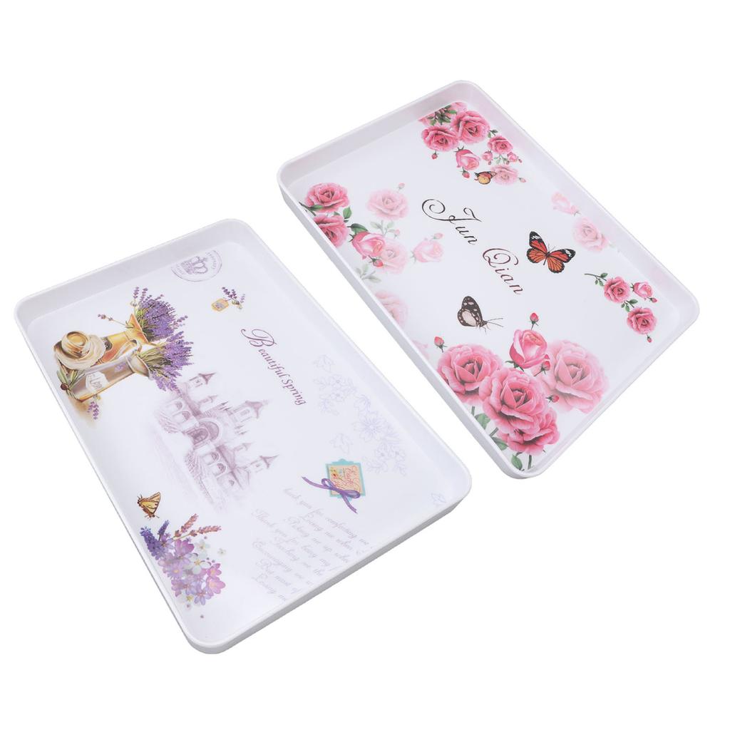 Plastic Serving Tray Rectangular 15.4x10.6in Reusable Food Platter for Snack Fruit Cookies Desserts 