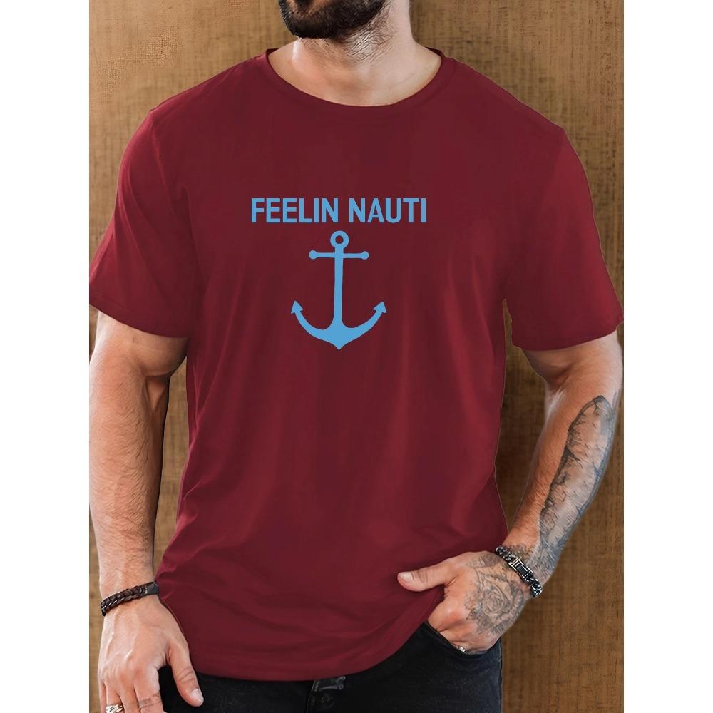 Men Pattern Summer Casual Round Neck Short T-shirt