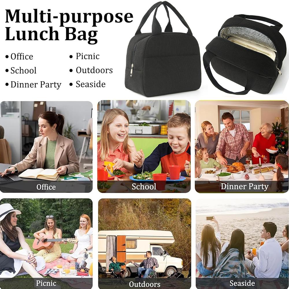 Wollene Lunchtasche, cooler Lunchbehälter, wiederverwendbare isolierte Lunchtasche, geeignet für Picknicks, Schularbeitsreisen A-DH