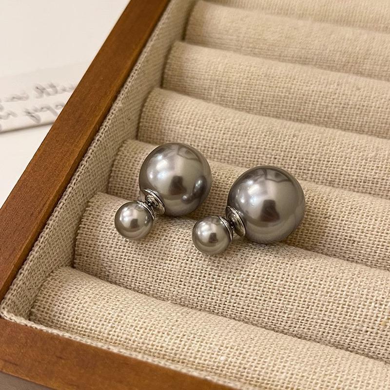 925 silver needle double-sided pearl stud earrings women s winter light luxury earrings niche design earrings