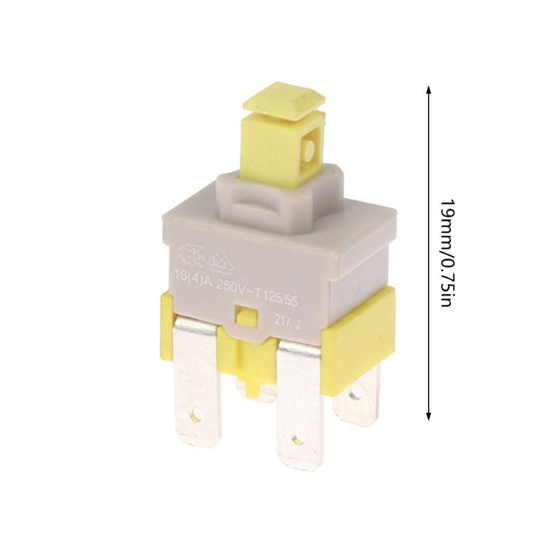 Self Locking Push Button Switches 4 Pin 16A 250V Locking Power Switches Plastic Texture Suitable for Various Appliances
