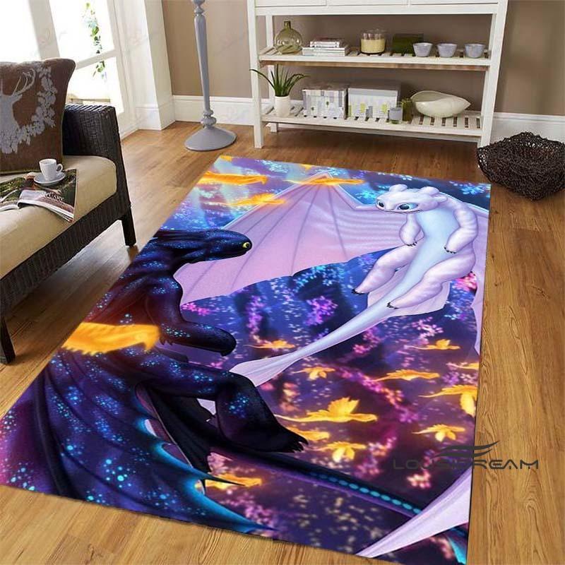 Various sizes of How to Train Your Dragon Toothless pattern rugs, cartoon style, suitable for bedrooms, living rooms, sofa