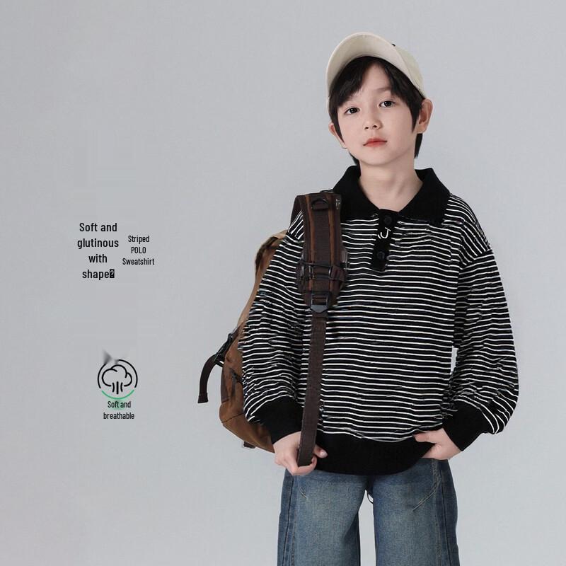 Мальчишеская поло с длинным рукавом в полоску 170