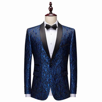 Men's Multi-color Slim Fit Jacquard Tuxedo Jacket for Stage, Wedding, and Banquet