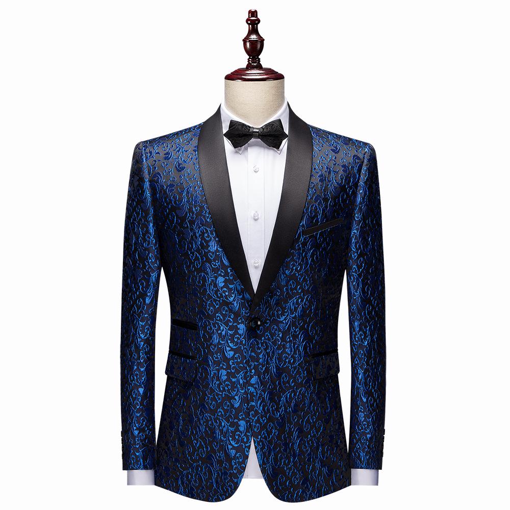 Men's Multi-color Slim Fit Jacquard Tuxedo Jacket for Stage, Wedding, and Banquet