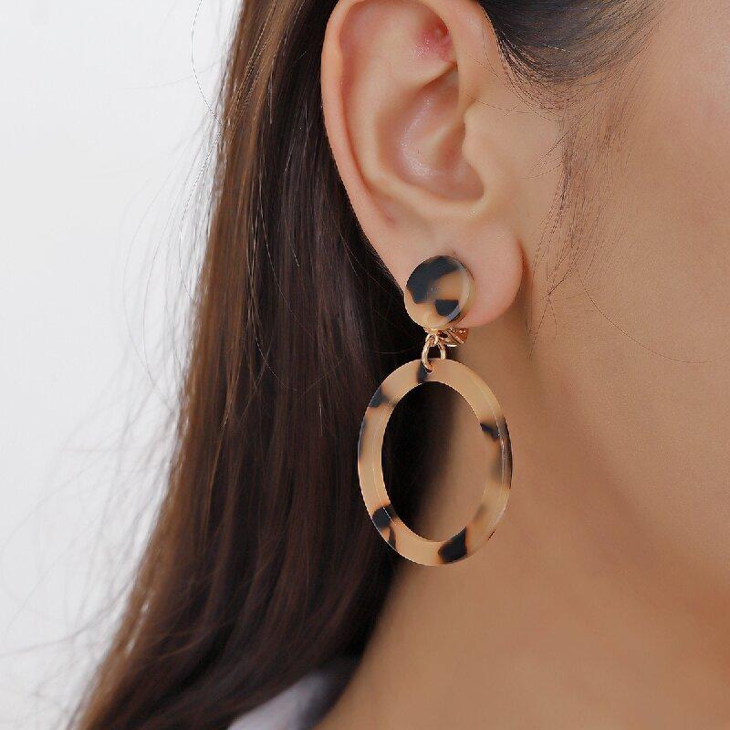 

Leopard Print Leaf Earrings for Women Geometric Acrylic Statement Dangle Earrings European Style Jewelry белый