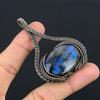 Labradorite Pendant, Handmade Gemstone 999 Copper Wire Wrapped Pendant Antique Jewelry, For Gift Silver Jewelry
