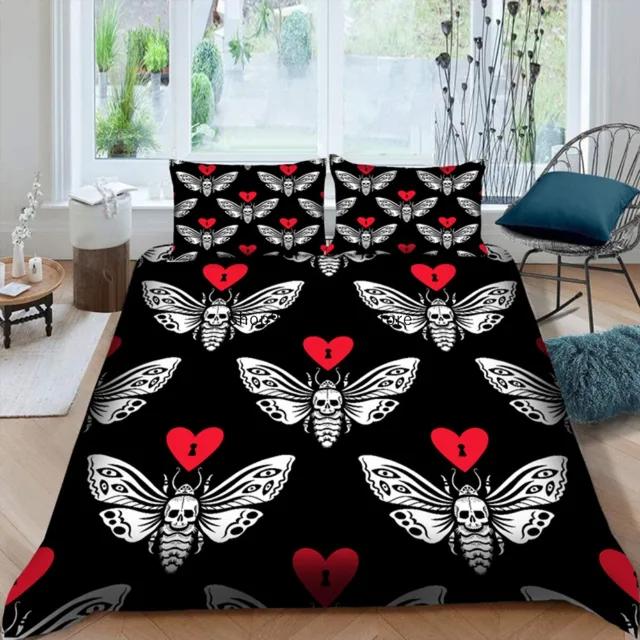 Black Death Moth Bedding Set Gothic Skull Duvet Cover Set Butterfly Bedclothes 2/3pcs Moon Stars Luxury Home Textiles