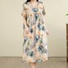 DIMANAF New 2026 Summer Beach Long Dress Women Plus Size Vintage Lady Floral Print Loose Oversize Cotton