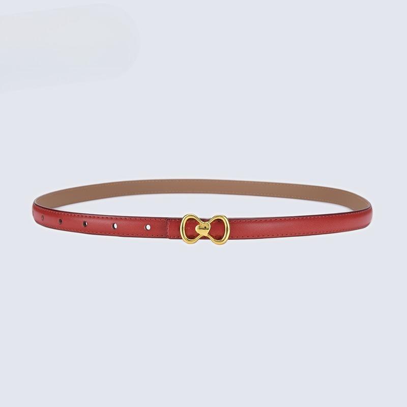 New Genuine Leather Thin Belt Women's Decorative Dress Jeans Fashionable and Versatile Thin Belt Retro Style Trousers