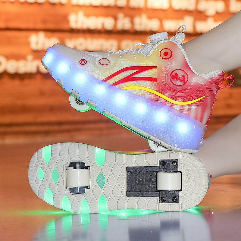 Inline Skate Shoes Children's Deformation Shoes 2 Wheel Roller Skates Dual-use Roller Skates for Boys and Girls LED Sneaker