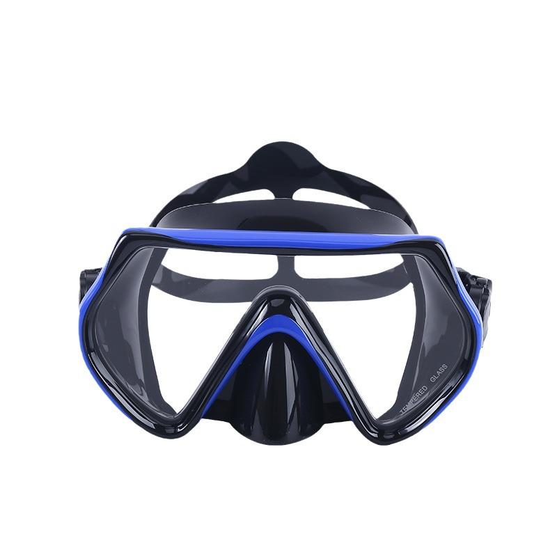 Large Frame Anti-Fog Diving Mask with Tempered Glass and Nose Clip for Adults