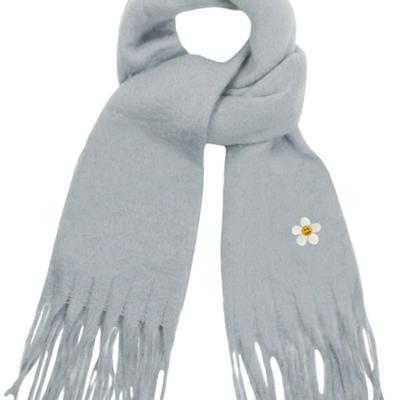 GRAVER [UNISEX] Flower Dot Embroidery Bold Muffler_Gray