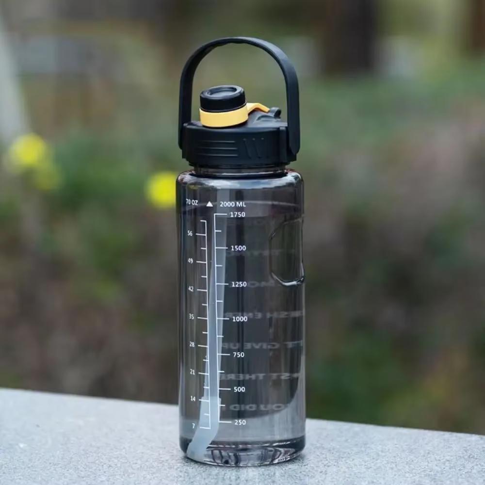1.5 L/2L/3L Bottled Large Capacity Sports Water Cup Leak-proof With Time Marker And Straw Plastic For Home Outdoor Sports