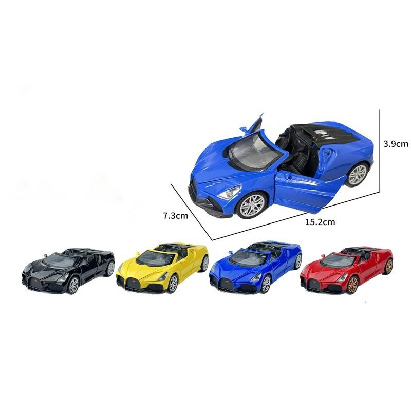 1/32 Bugatti Mistral W16 Alloy Sports Car Model Diecast Metal Toy Racing Car Model Simulation Sound and Light Childrens Toy Gift
